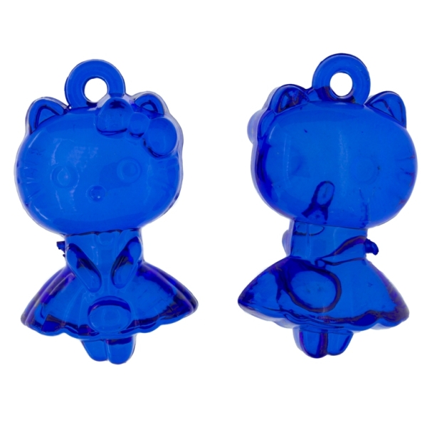 TRANSPARENT PLASTIC BEADS - KITTY 02 - 16x42x25mm BLUE (DARK) V44 - 50g Hole-3.5mm (6pcs.)