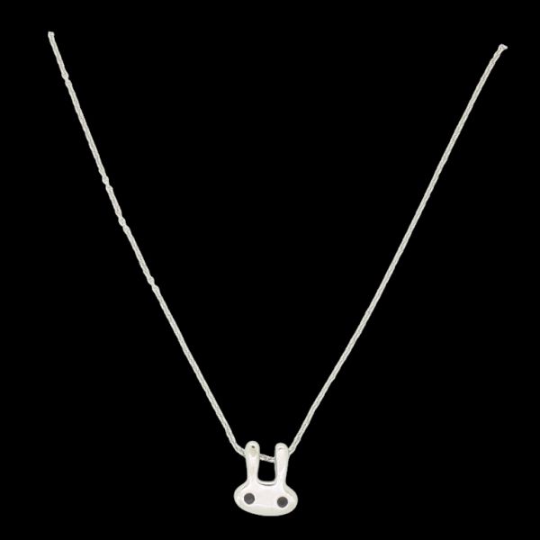  JEWELRY - NECKLACE - BRASS - RABBIT K122 - 1.1x1.2cm NICKEL AND BLACK - 1pc.