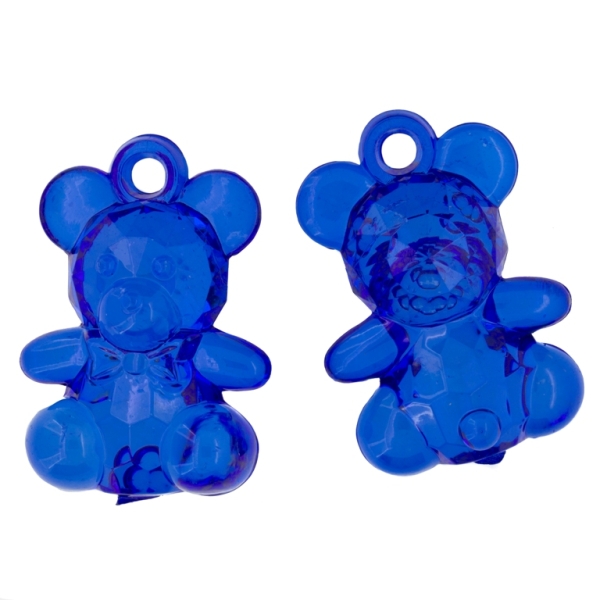 TRANSPARENT PLASTIC BEADS - BEAR 01 FACETED - 15x35x24mm BLUE (DARK) V44 - 50g Hole-3.5mm (10pcs.)