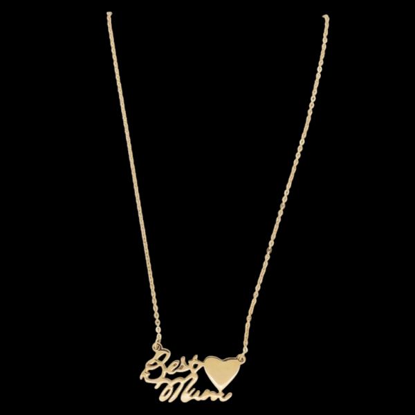  JEWELRY - NECKLACE - BRASS - HEART AND INSCRIPTION K133 - 3.2x1.8cm ROSE GOLD - 1pc.