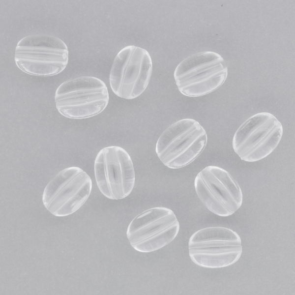 TRANSPARENT PLASTIC BEADS - OVAL - 8x6.5mm WHITE V01 - 50g Hole-2.0mm (205pcs.)