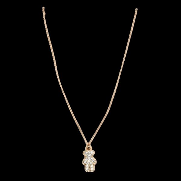  JEWELRY - NECKLACE - BRASS AND CRYSTALS - BEAR K141 - 0.7x1.3cm ROSE GOLD AND WHITE - 1pc.