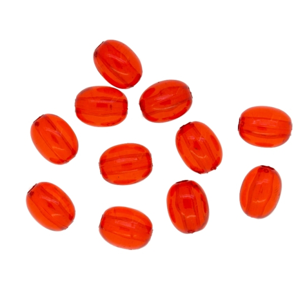 TRANSPARENT PLASTIC BEADS - OVAL - 8x6.5mm RED V12 - 50g Hole-2.0mm (205pcs.)