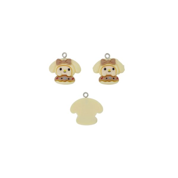 PLASTIC BEADS - RESIN 3D - PENDANT - RABBIT 25 - 22x23x6mm ECRU (DARK)-BROWN (LIGHT)-BLACK - 2pcs. Hole-1.8mm