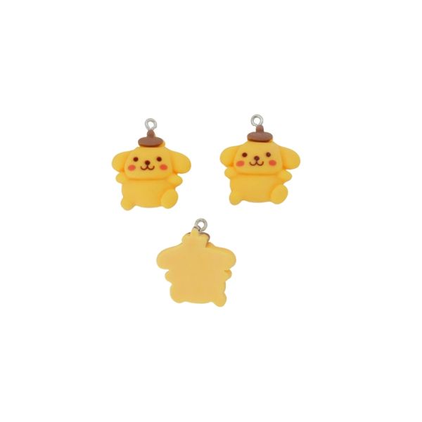 PLASTIC BEADS - RESIN 3D - PENDANT - DOG 09 WITH HAT - 23x26x9mm YELLOW (DARK)-BROWN-RED (LIGHT) - 2pcs. Hole-1.8mm 