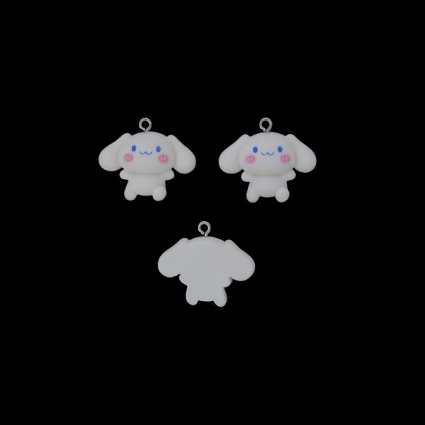 PLASTIC BEADS - RESIN 3D - PENDANT - DOG 10 - 27x24x9mm WHITE-PINK (LIGHT)-BLUE (LIGHT) - PACKAGE 20pcs. Hole-1.8mm 