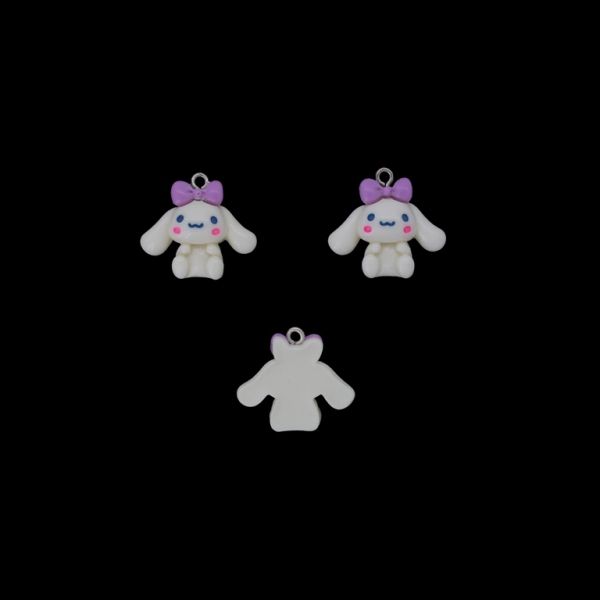 PLASTIC BEADS - RESIN 3D - PENDANT - DOG 13 - 24x23x8mm WHITE-PURPLE (LIGHT)-BLUE (LIGHT) - PACKAGE 20pcs. Hole-1.8mm 