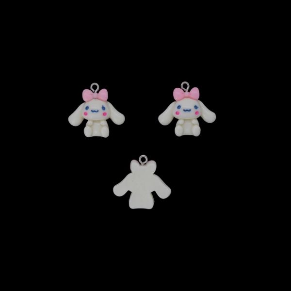 PLASTIC BEADS - RESIN 3D - PENDANT - DOG 13 - 24x23x8mm WHITE-PINK (LIGHT)-BLUE (LIGHT) - PACKAGE 20pcs. Hole-1.8mm 
