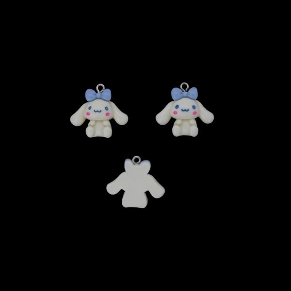 PLASTIC BEADS - RESIN 3D - PENDANT - DOG 13 - 24x23x8mm WHITE-BLUE (LIGHT)-PINK (LIGHT) - PACKAGE 20pcs. Hole-1.8mm 