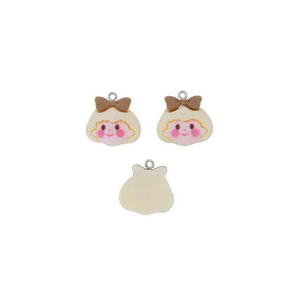 PLASTIC BEADS - RESIN 3D - PENDANT - GIRL 31 - 22x22x8mm ECRU-PINK (LIGHT)-BROWN (LIGHT) - PACKAGE 20pcs. Hole-1.8mm 