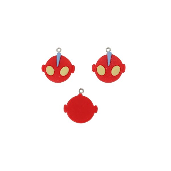 PLASTIC BEADS - RESIN 3D - PENDANT - ULTRAMAN 06 - 24x26x7mm RED (LIGHT)-YELLOW (LIGHT)-BLUE (LIGHT) - 2pcs. Hole-1.8mm