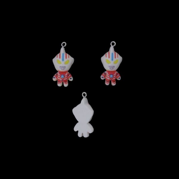 PLASTIC BEADS - RESIN 3D - PENDANT - ULTRAMAN 10 - 15x31x9mm WHITE-RED (LIGHT)-BLUE - PACKAGE 20pcs. Hole-1.8mm
