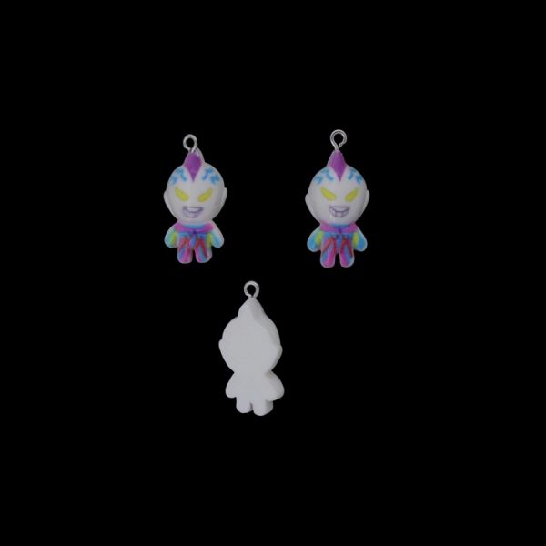 PLASTIC BEADS - RESIN 3D - PENDANT - ULTRAMAN 12 - 14x30x9mm WHITE-PURPLE-BLUE - PACKAGE 20pcs. Hole-1.8mm