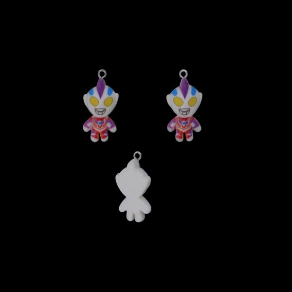 PLASTIC BEADS - RESIN 3D - PENDANT - ULTRAMAN 14 - 15x30x9mm WHITE AND MIX - 2pcs. Hole-1.8mm