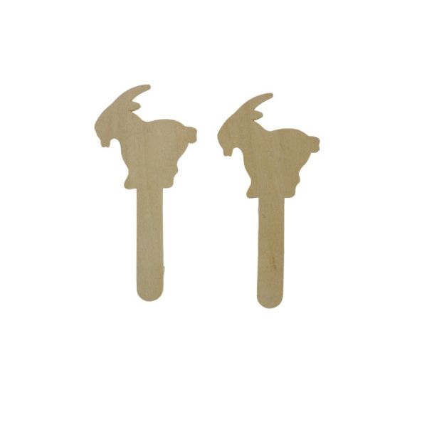 MATERIALS FOR CRAFT AND DECORATION - TOPPER FROM WOOD - GOAT 01 - 6.3x14.3x0.3cm NATURAL - PACKAGE 40pcs.