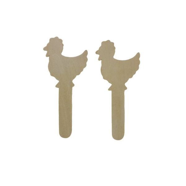 MATERIALS FOR CRAFT AND DECORATION - TOPPER FROM WOOD - ROOSTER 01 - 6.3x15.5x0.3cm NATURAL - PACKAGE 40pcs.