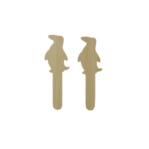 MATERIALS FOR CRAFT AND DECORATION - TOPPER FROM WOOD - PENGUIN 01 - 4.3x14.0x0.3cm NATURAL - PACKAGE 40pcs.