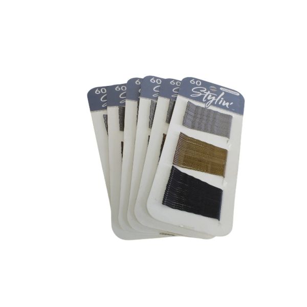 METAL ELEMENTS - BOBBY PIN - 47mm NICKEL COLOR-GOLD COLOR-BLACK - PACKAGE (12x60pcs.)