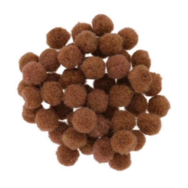 TEXTILE BEADS - POMPON POLYESTER - 10mm BROWN 60 - PACKAGE 500pcs.