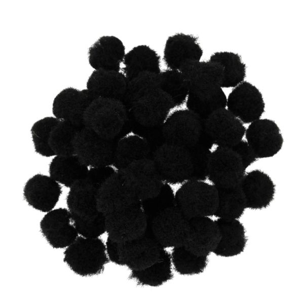 TEXTILE BEADS - POMPON POLYESTER - 10mm BLACK 44 - PACKAGE 500pcs.