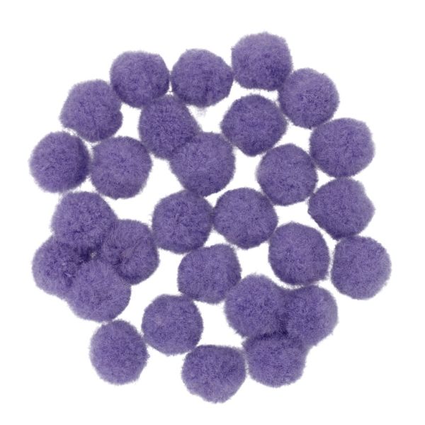 TEXTILE BEADS - POMPON POLYESTER - 12mm PURPLE 65 - PACKAGE 500pcs.