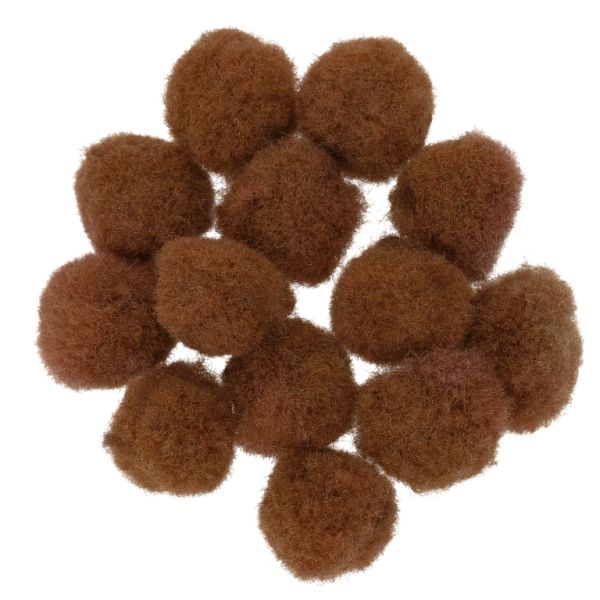 TEXTILE BEADS - POMPON POLYESTER - 18mm BROWN 60 - PACKAGE 200pcs.