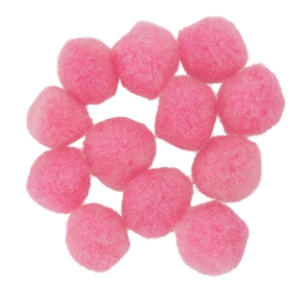 TEXTILE BEADS - POMPON POLYESTER - 18mm PINK 57 - PACKAGE 200pcs.