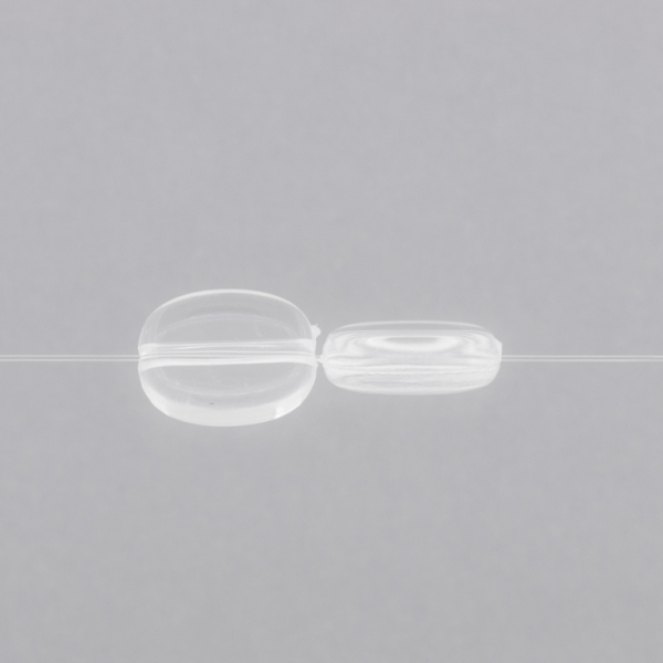 TRANSPARENT PLASTIC BEADS - TILE OVAL - 13x10.5x4mm WHITE V01 - PACKAGE 500g Hole-1.8mm (1050pcs.)