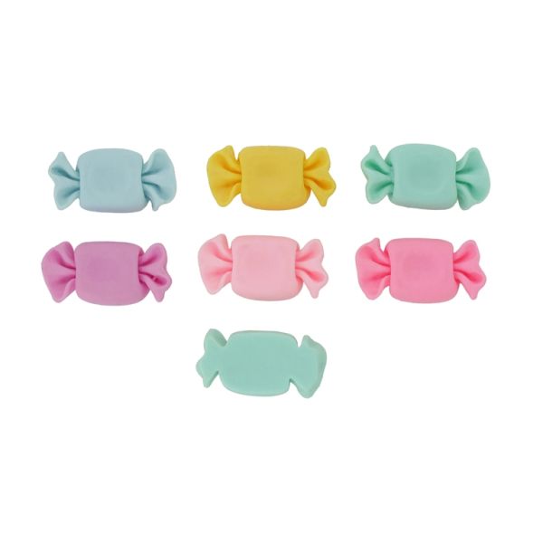 ПЛАСТМАСОВИ МЪНИСТА - РЕЗИН 3D - ЗА ЗАЛЕПВАНЕ - БОНБОН 03 - 29х14х7мм МИКС - ПАКЕТ 30 бр.  