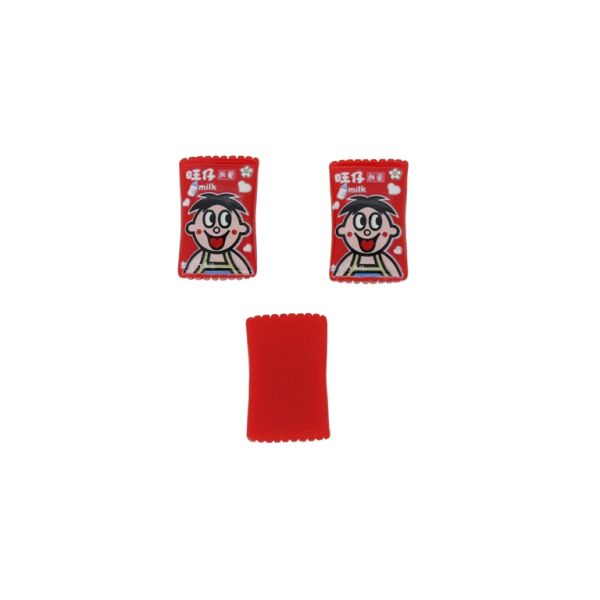 ПЛАСТМАСОВИ МЪНИСТА - РЕЗИН 3D - ЗА ЗАЛЕПВАНЕ - БОНБОН 06 МОМЧЕ - 26х17х6мм ЧЕРВЕНО-БЯЛО-РОЗОВО - ПАКЕТ 30 бр.  