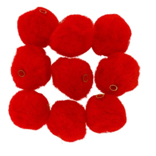 ТЕКСТИЛНИ МЪНИСТА - ПОМПОН ПОЛИЕСТЕРЕН 04 ТРЪБИЧКА - 20мм ЧЕРВЕНО 75 - ПАКЕТ 200 бр.