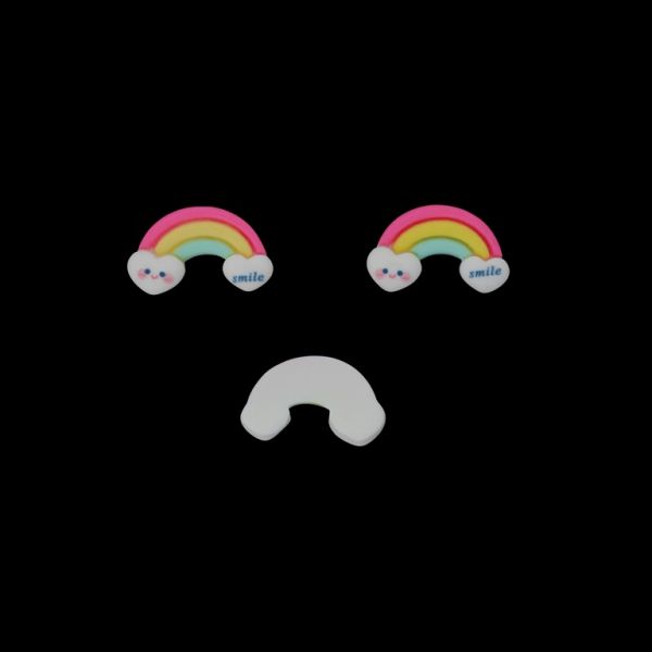 ПЛАСТМАСОВИ МЪНИСТА - РЕЗИН 3D - ЗА ЗАЛЕПВАНЕ - ДЪГА 05 С ОБЛАЦИ  - 26х20х6мм БЯЛО И МИКС - ПАКЕТ 30 бр. 