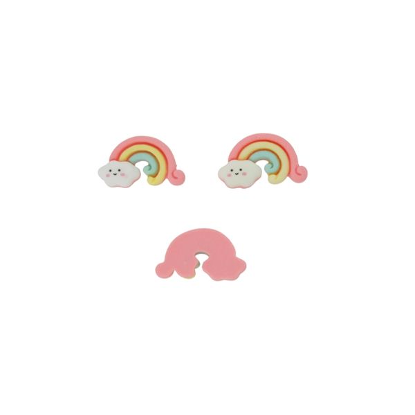 ПЛАСТМАСОВИ МЪНИСТА - РЕЗИН 3D - ЗА ЗАЛЕПВАНЕ - ДЪГА 06 С ОБЛАК  - 26х19х6мм БЯЛО И МИКС - ПАКЕТ 30 бр. 