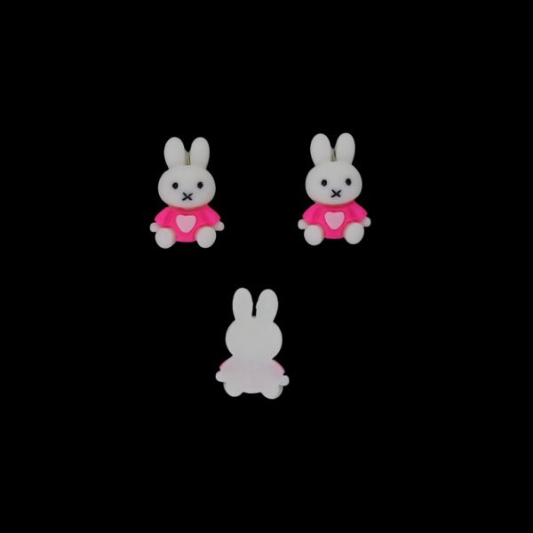 ПЛАСТМАСОВИ МЪНИСТА - РЕЗИН 3D - ЗА ЗАЛЕПВАНЕ - ЗАЕК 29 - 17х25х8мм БЯЛО-РОЗОВО-ЧЕРНО - ПАКЕТ 30 бр.