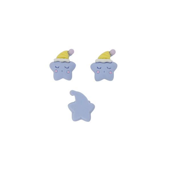 ПЛАСТМАСОВИ МЪНИСТА - РЕЗИН 3D - ЗА ЗАЛЕПВАНЕ - ЗВЕЗДА 03 С ШАПКА - 19х24х9мм СИНЬО-ЖЪЛТО СВ.-БЯЛО - ПАКЕТ 30 бр. 