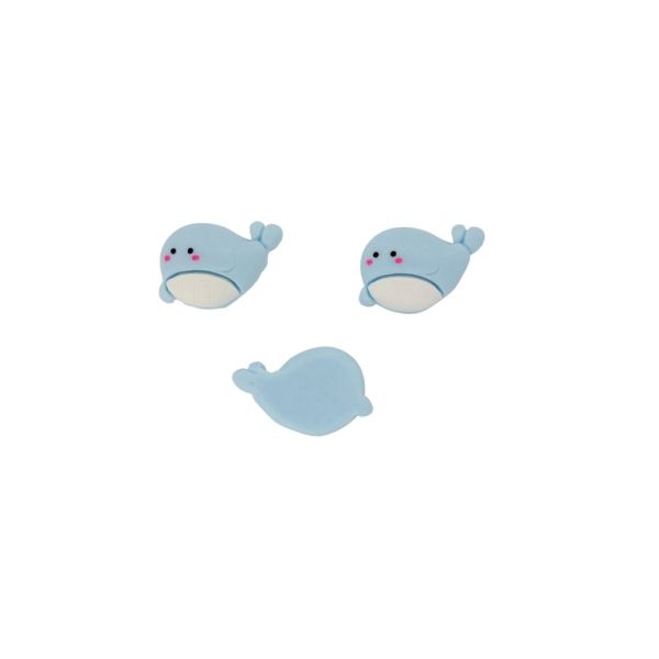 PLASTIC BEADS - RESIN 3D - FOR GLUING - WHALE 01 - 26x20x7mm BLUE (LIGHT)-WHITE - PACKAGE 30pcs.