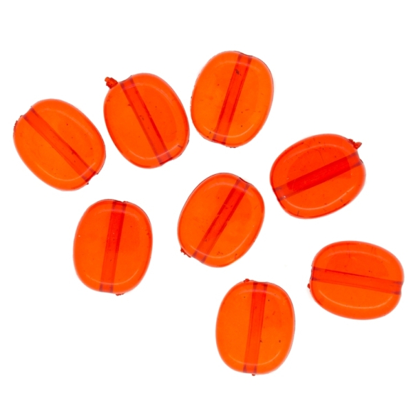 TRANSPARENT PLASTIC BEADS - TILE OVAL - 13x10.5x4mm RED V12 - 50g Hole-1.8mm (105pcs.)