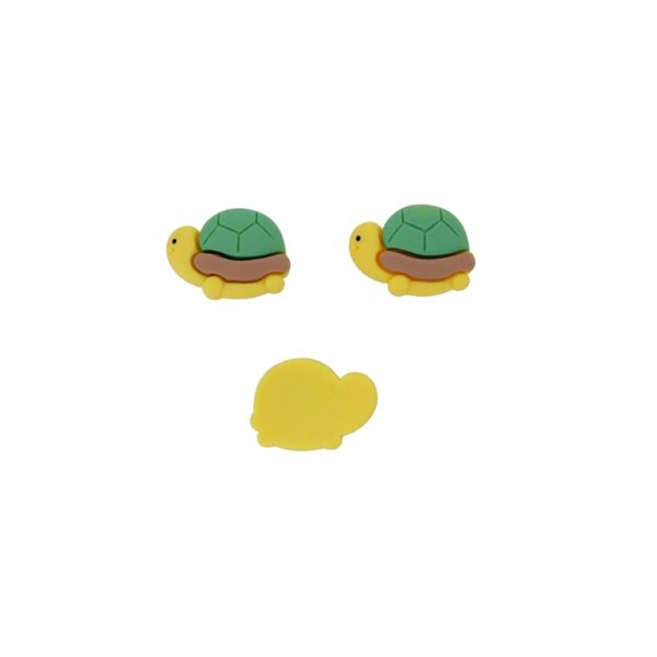 PLASTIC BEADS - RESIN 3D - FOR GLUING - TURTLE 03 - 23x21x7mm GREEN-BROWN (LIGHT)-YELLOW - PACKAGE 30pcs.