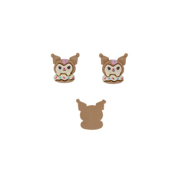 PLASTIC BEADS - RESIN 3D - FOR GLUING - CAT WITH SKULL 03 - 19x21x6mm BROWN-ECRU-PINK - PACKAGE 30pcs. 