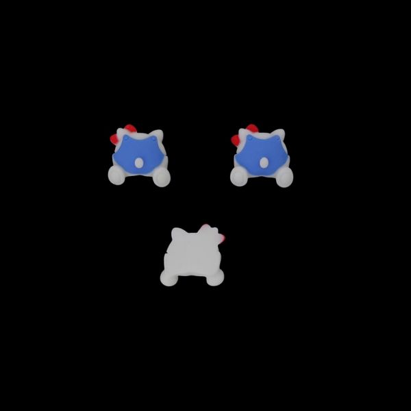 PLASTIC BEADS - RESIN 3D - FOR GLUING - ANIMATED CAT 03 - 18x18x9mm BLUE-WHITE-RED - PACKAGE 30pcs.