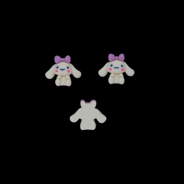 PLASTIC BEADS - RESIN 3D - FOR GLUING - DOG 13 - 24x23x8mm WHITE-PURPLE (LIGHT)-BLUE (LIGHT) - PACKAGE 30pcs.