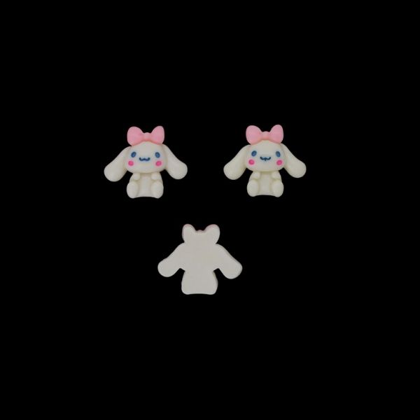 PLASTIC BEADS - RESIN 3D - FOR GLUING - DOG 13 - 24x23x8mm WHITE-PINK (LIGHT)-BLUE (LIGHT) - PACKAGE 30pcs.