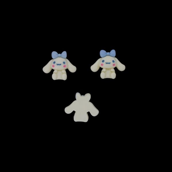 PLASTIC BEADS - RESIN 3D - FOR GLUING - DOG 13 - 24x23x8mm WHITE-BLUE (LIGHT)-PINK (LIGHT) - PACKAGE 30pcs.