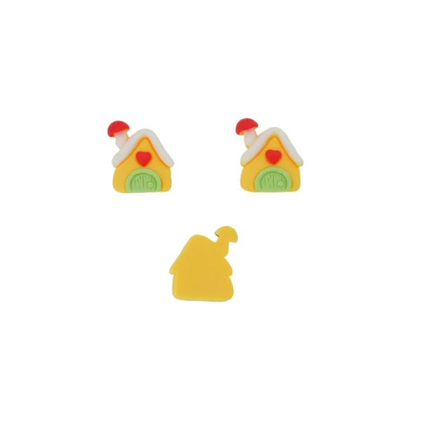 ПЛАСТМАСОВИ МЪНИСТА - РЕЗИН 3D - ЗА ЗАЛЕПВАНЕ - КЪЩА 01 - 20х22х6мм ЖЪЛТО-ЗЕЛЕНО СВ.-ЧЕРВЕНО - ПАКЕТ 30 бр. 