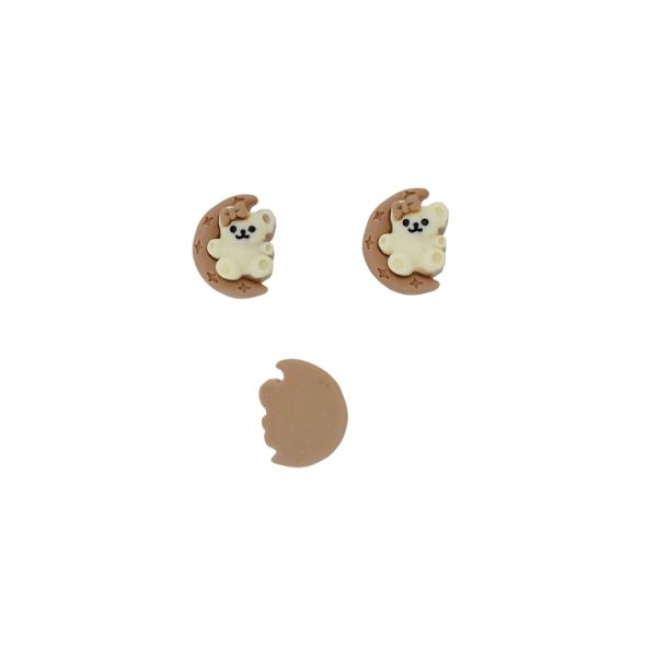 ПЛАСТМАСОВИ МЪНИСТА - РЕЗИН 3D - ЗА ЗАЛЕПВАНЕ - ЛУНА С МЕЧЕ 01 - 15х20х10мм КАФЯВО СВ.-ЕКРЮ - ПАКЕТ 30 бр.