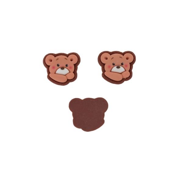 ПЛАСТМАСОВИ МЪНИСТА - РЕЗИН 3D - ЗА ЗАЛЕПВАНЕ - МЕЧЕ 51 - 26х22х5мм КАФЯВО-ПРАСКОВЕНО Т.-БЯЛО - ПАКЕТ 30 бр.