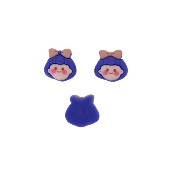 ПЛАСТМАСОВИ МЪНИСТА - РЕЗИН 3D - ЗА ЗАЛЕПВАНЕ - МОМИЧЕ 32 - 24х23х8мм РОЗОВО СВ.-СИНЬО Т.-РОЗОВО Т. - ПАКЕТ 30 бр.  