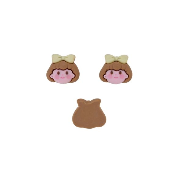 ПЛАСТМАСОВИ МЪНИСТА - РЕЗИН 3D - ЗА ЗАЛЕПВАНЕ - МОМИЧЕ 33 - 22х22х8мм КАФЯВО СВ.-РОЗОВО СВ.-ЕКРЮ - ПАКЕТ 30 бр.  