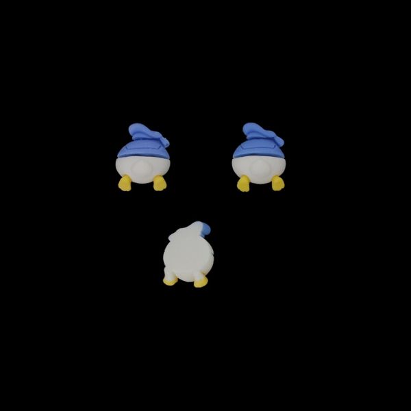 ПЛАСТМАСОВИ МЪНИСТА - РЕЗИН 3D - ЗА ЗАЛЕПВАНЕ - ПАТЕ ДОНАЛД 06 - 16х20х10мм СИНЬО СВ.-БЯЛО-ЖЪЛТО СВ. - ПАКЕТ 30 бр. 