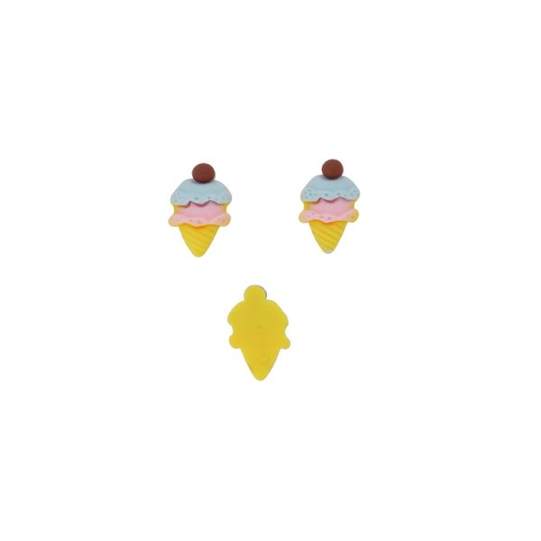 ПЛАСТМАСОВИ МЪНИСТА - РЕЗИН 3D - ЗА ЗАЛЕПВАНЕ - СЛАДОЛЕД 08 - 14х24х6мм ЖЪЛТО-РОЗОВО-СИНЬО СВ. - ПАКЕТ 30 бр. 